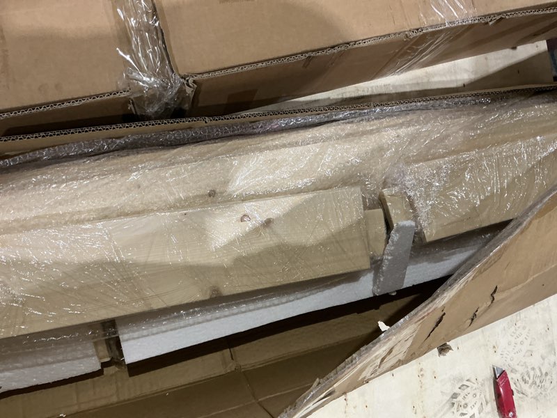 Condition photo showing Good Condition for 30x84 inch sliding barn wood door slab with 5ft hardware kit, requires simple diy assembly 30"x84" door with hardware wood color