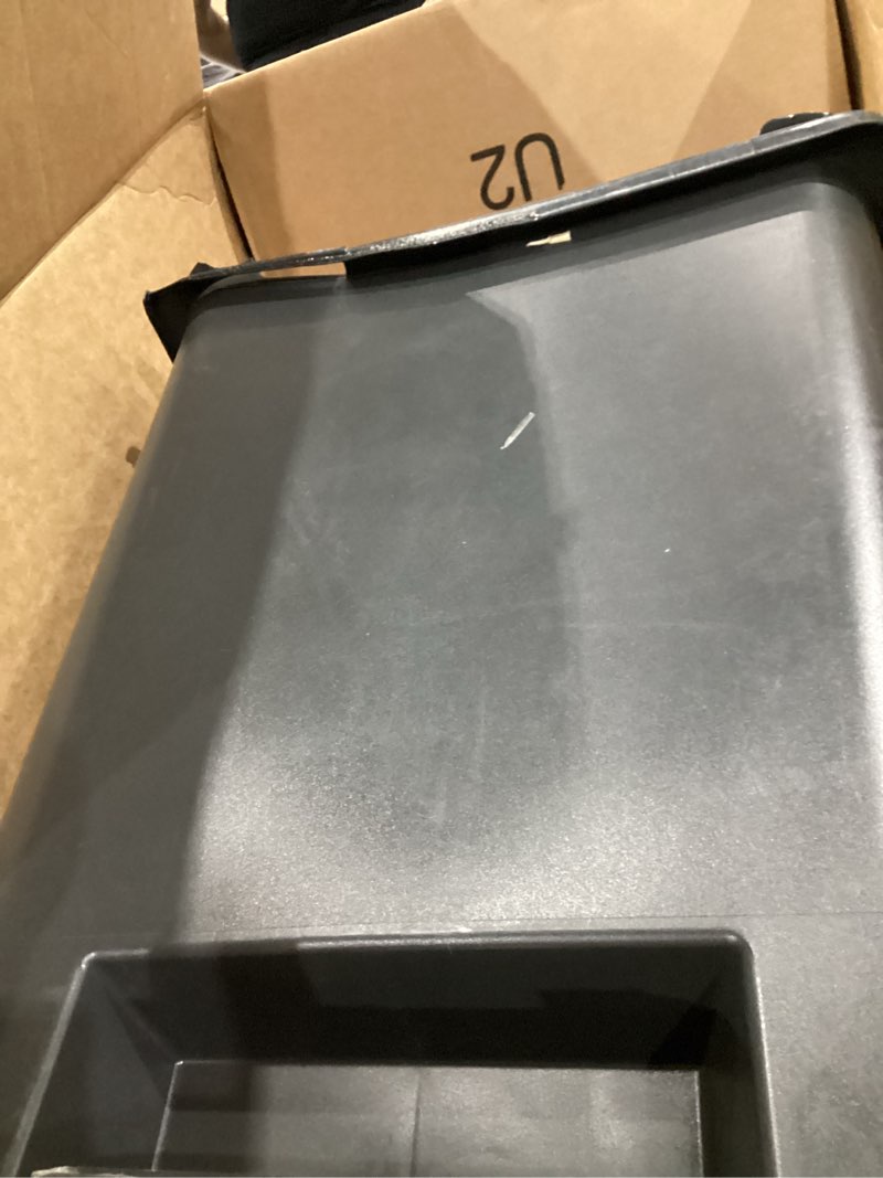 Condition photo showing Good Condition for rubbermaid premier high-capacity step-on trash can, 19 gallon, single or dual stream trash or recycling, charcoal, stainless-steel rim, lid lock, quiet lid, for home/kitchen/garage/apartment metal rim