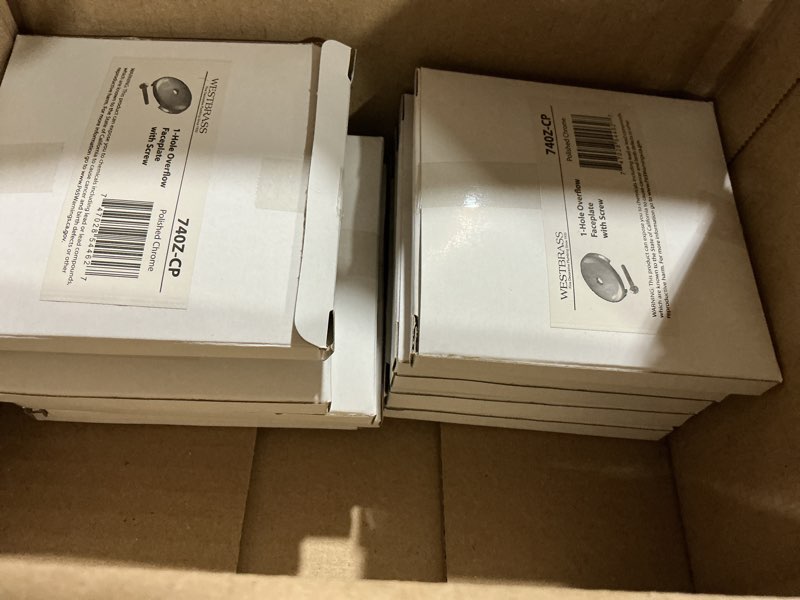 Condition photo showing New/Like New for (10 PCS TOTAL)Westbrass 740Z-2-CP 3-1/8\" One-Hole Bathtub Overflow Faceplate and Screw, Polished Brass 2 Pack