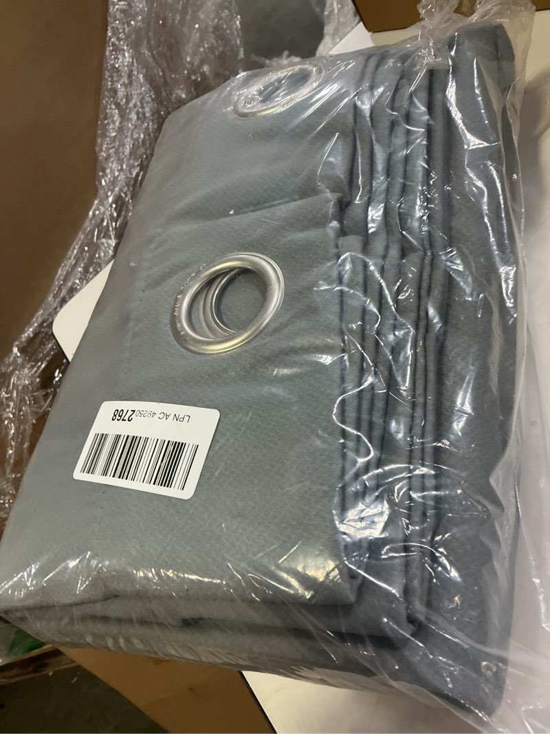 Condition photo showing New/Like New for FMFUNCTEX 100% Dark Grey Blackout Curtains for Living Room, Curtains 72 Inches Long Weave Textured Thermal Insulated Curtains for Bedroom, Black Out Drapery Grommet Room Darkening 2 Panels 52"W x 72"L (Pack of 2) Grommet | Dark Grey