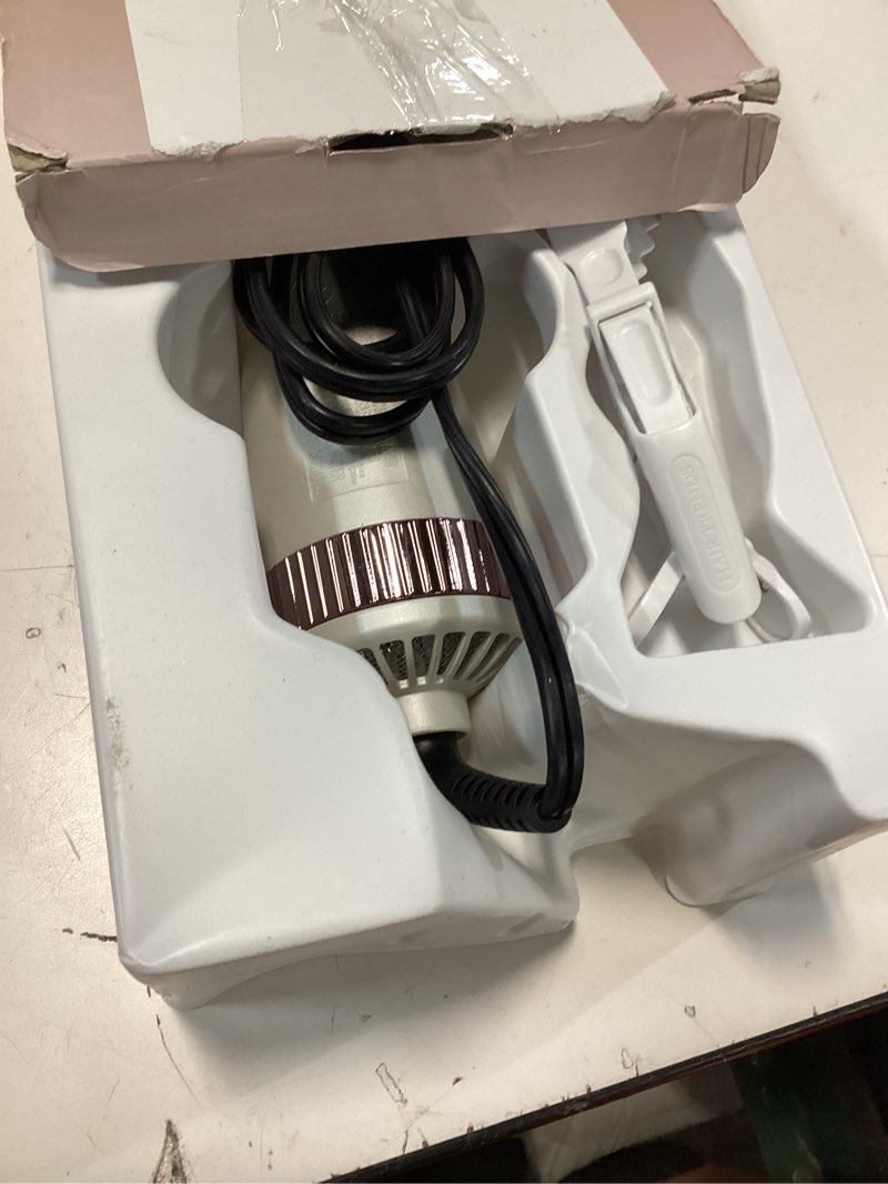 Condition photo showing Good Condition for 1200w big size professional hair dryer brush blow dryer brush in one, 110v-220v hot air straightener brush for smooth frizz-free blowout, fast dry & style 75 mm white & rose gold