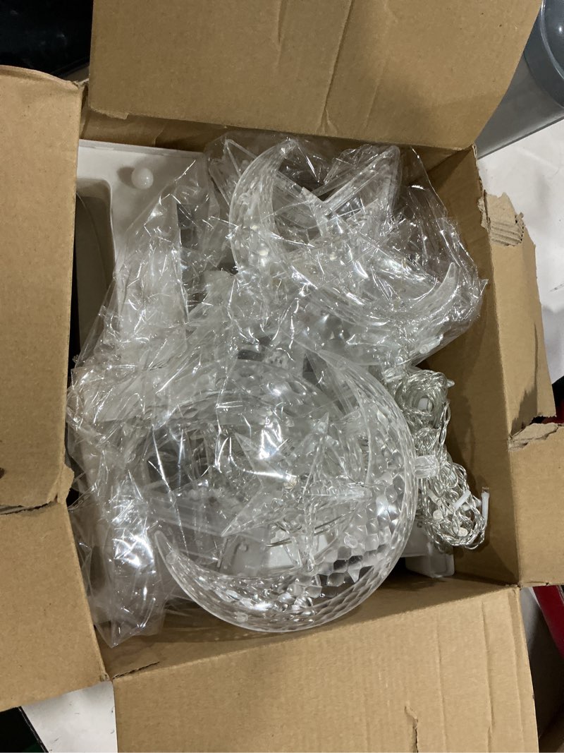 Condition photo showing As Is for honoson 22 pcs led ramadan decorations large eid mubarak led letter with star moon string lights hanging moon star fairy string lights for eid home party table window decoration