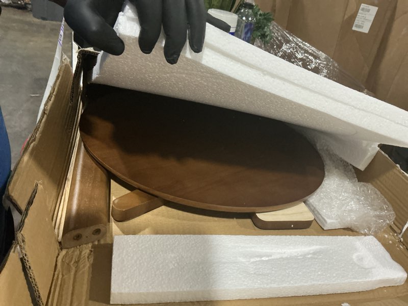 Condition photo showing Good Condition for c-shaped end table for couch - solid wood c table for sofa, small round wooden handmade couch tables that slide under bedside tray side tables for living room, bedroom, small space, 19.7" walnut01 19.7 in x 19.7 in x 20.1 in
