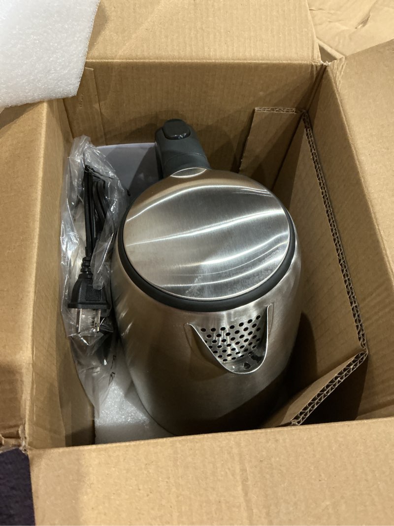 Condition photo showing As Is for cosori electric kettle, plastic-free interior, easy to clean, automatic shut off & boil-dry protection, stainless steel tea kettle, hot water boiler & heater, 1.7l, 1500w stainless steel 1.7l