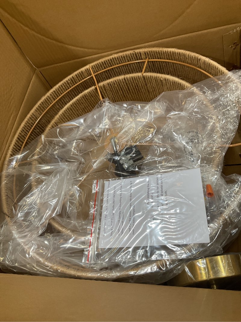 Condition photo showing Good Condition for 18''boho rattanceiling light?handwoven semi flush mount fixture for bedroom,living room, kitchen, hallway, dining room