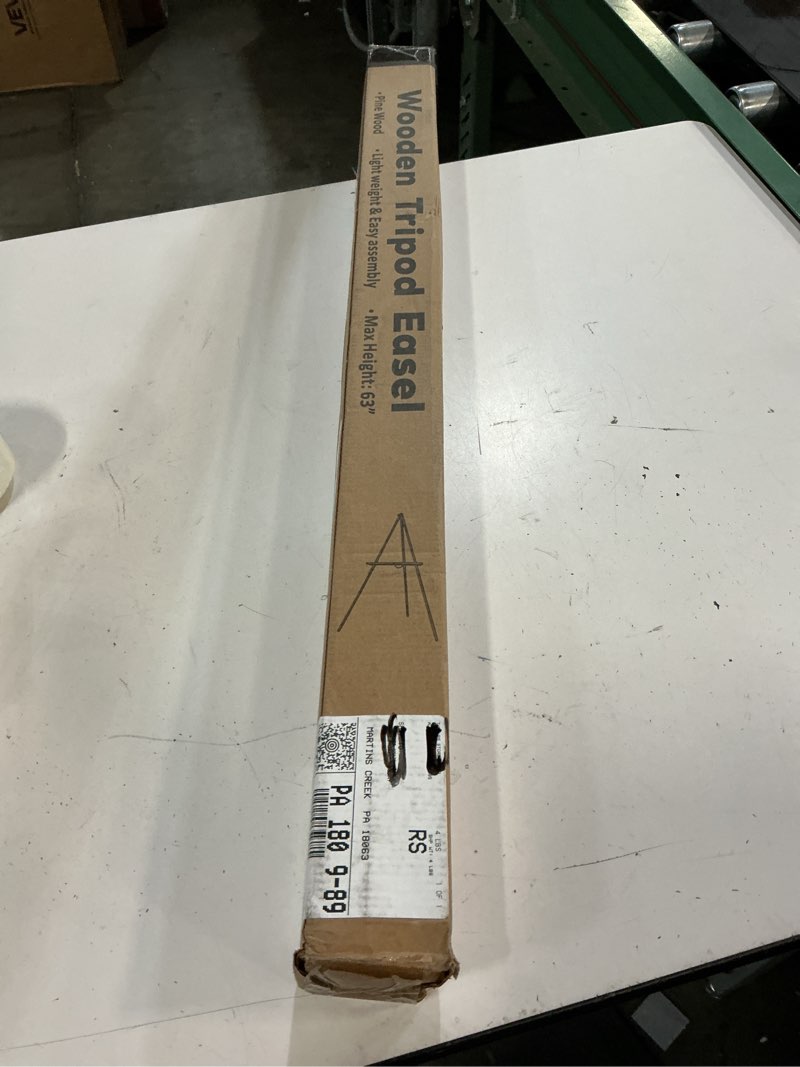 Condition photo showing New/Like New for viswin upgraded 63" gold wooden easel stand for sign, tripod easel for wedding sign stand, welcome board, poster, picture, canvas art easel floor with tray for display & painting