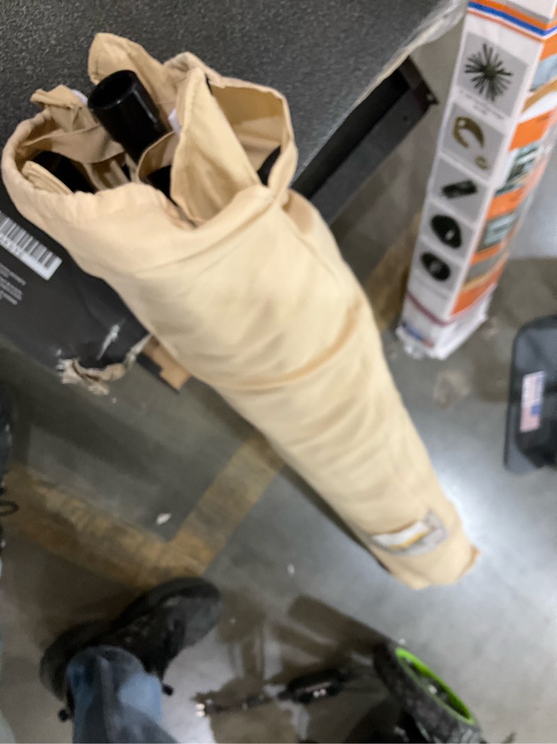 Condition photo showing As Is for style selections 7.5-ft steel tan push-button tilt market patio umbrella