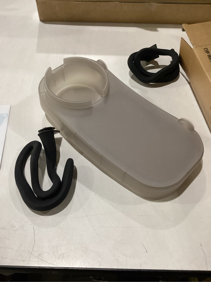 Condition photo showing New/Like New for upgraded universal stroller snack tray, cup holder stroller tray with silicone flexible arms grip, stroller tray attachment for baby toddler holder stroller accessories for snacks on the go