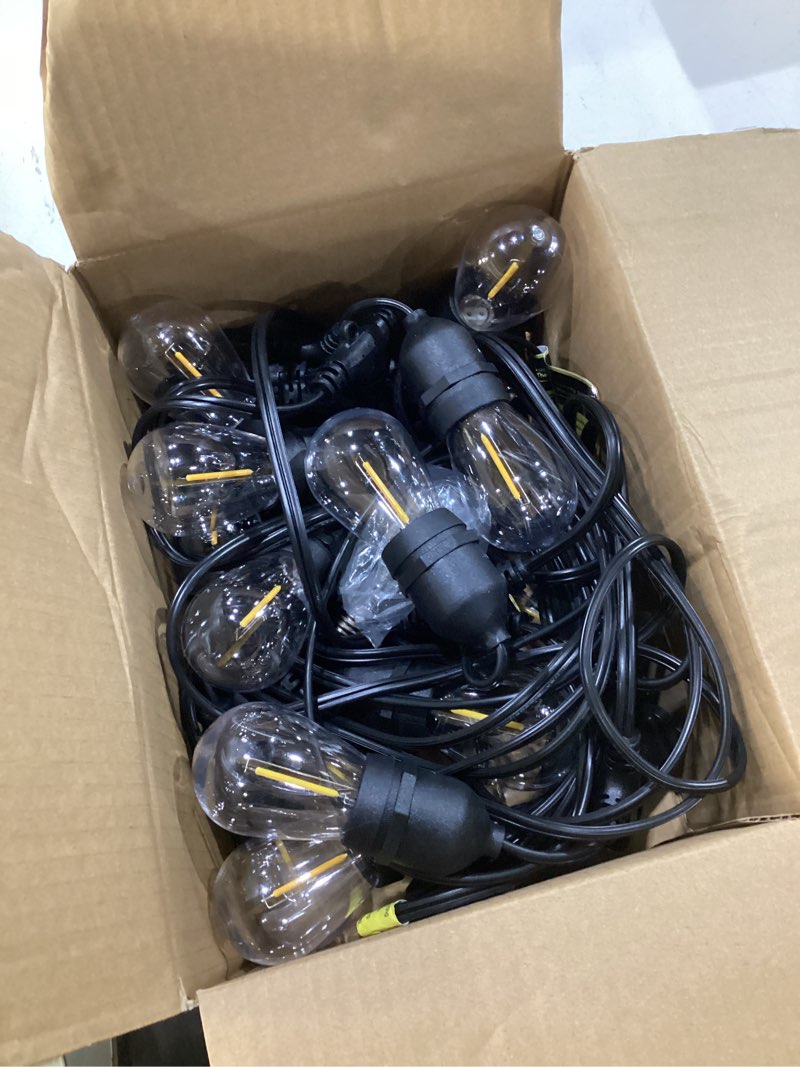 Condition photo showing Good Condition for addlon led outdoor string lights 48ft with edison vintage shatterproof bulbs and commercial grade weatherproof strand - etl listed decorative lights for patio garden black 48ft