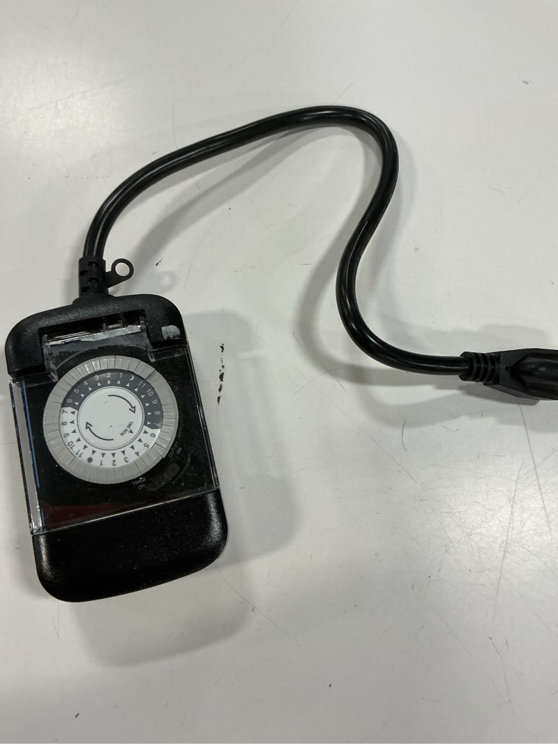 Condition photo showing As Is for Prime Wire & Cable TNO24111 2-Outlet Pigtail with 24 Hour Electro Mechanical Timer