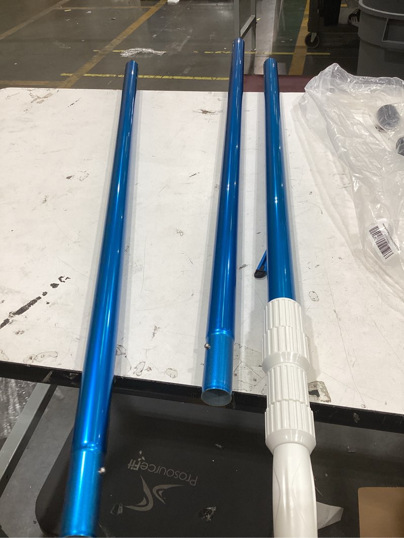 Condition photo showing As Is for poolwhale premium 15 foot telescopic swimming pool pole, adjustable 3 piece extendable pool cleaning pole, blue anodized aluminum - for skimmer nets, vacuum heads and brushes 15ft