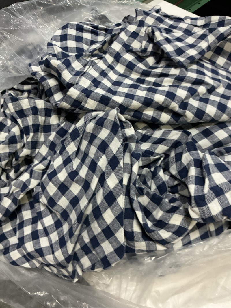 Condition photo showing Good Condition for european linen gingham duvet cover set, king/cal king, navy
