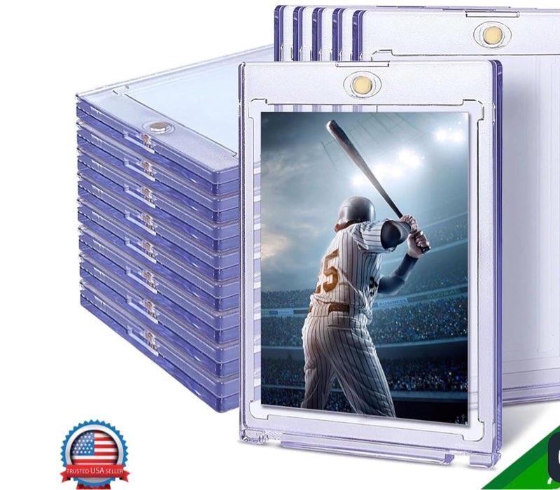 300ct Magnetic Card Holder 35pt Hard Plastic Trading Card Protectors U-V Protection Magnetic Display Case for Baseball Sports