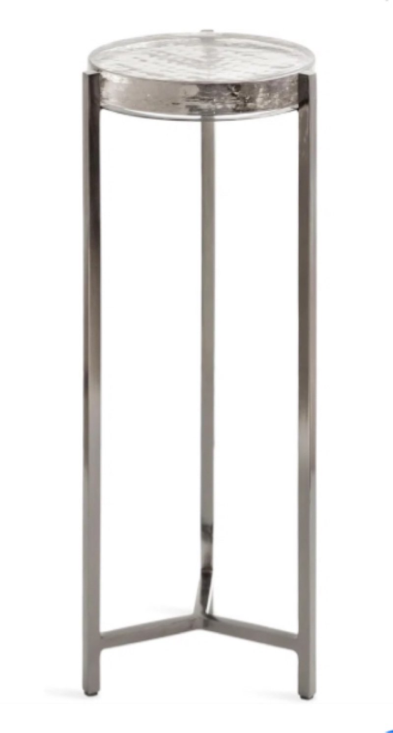  Orren Ellis Aguilar Modern Pewter Gray Base With Clear Glass Top