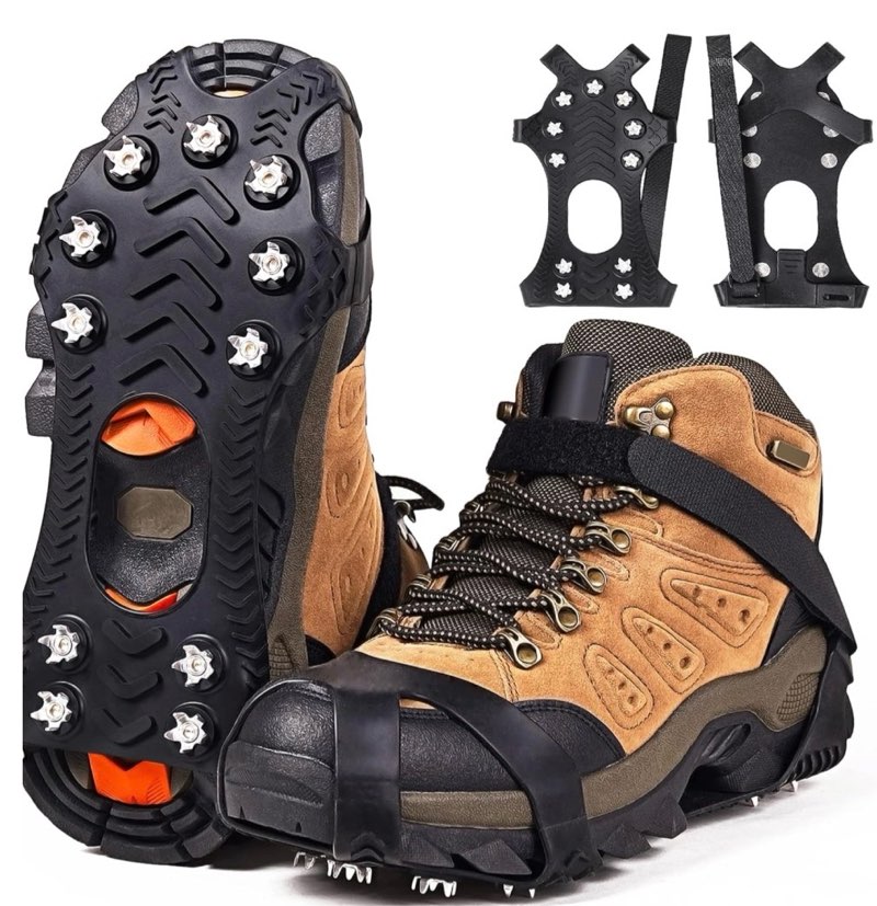 ZUXNZUX Crampons, Ice Cleats for Shoes and Boots, Silicone Stainless Steel Grippers Shoe Spikes Grip