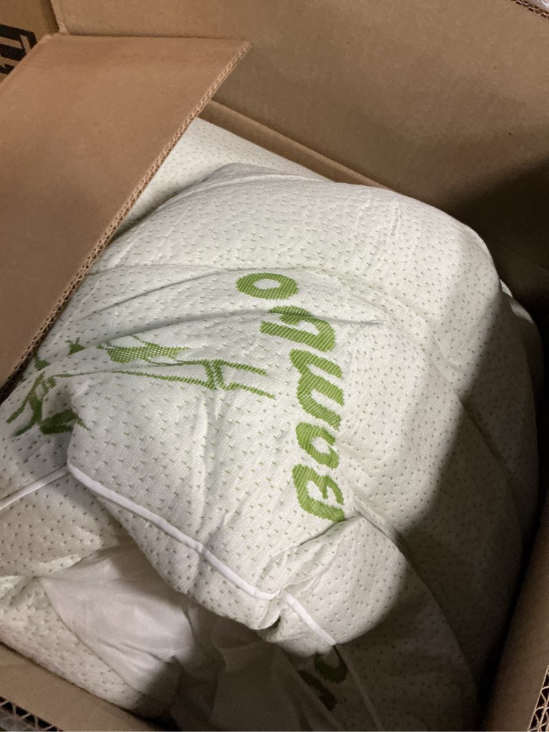 Condition photo showing As Is for mattress topper king size, cooling thick breathable viscose made from bamboo mattress pad, soft quilted fitted mattress cover with down alternative fill (8-21”deep pocket) white king