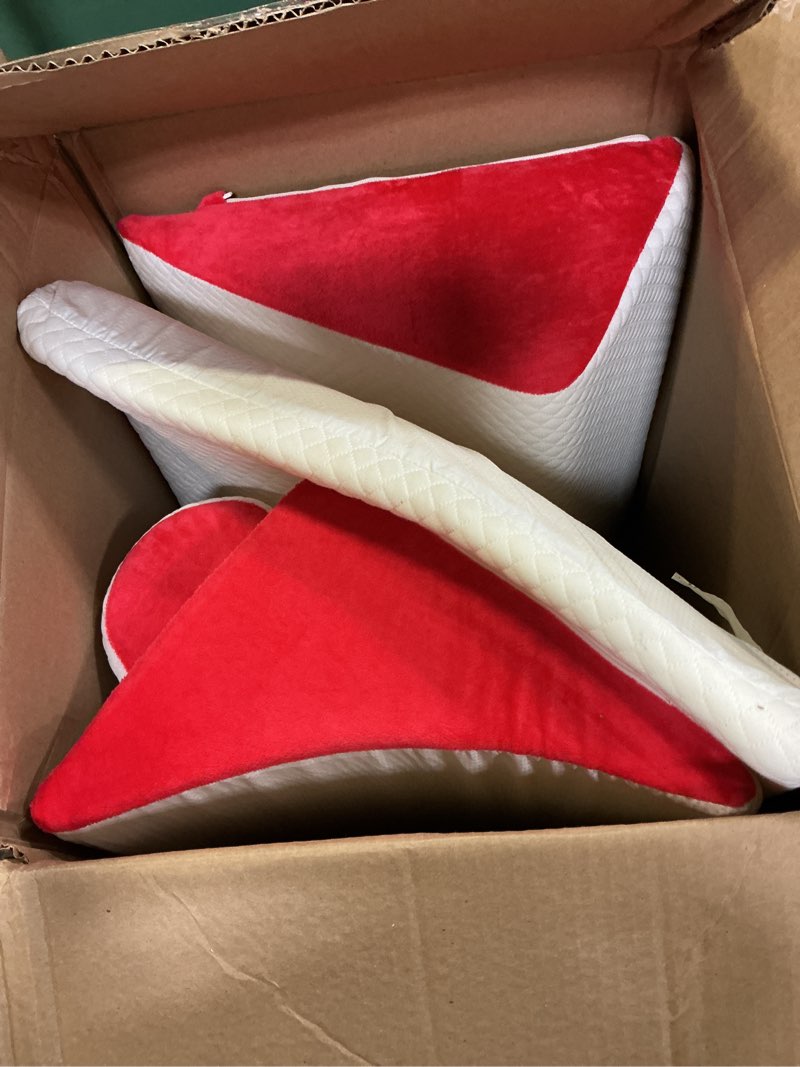 Condition photo showing Good Condition for 4pcs orthopedic bed wedge pillow set for post surgery & pain relief,adjustable wedge pillow for back,sitting up in bed,recovery,acid reflux,snoring,body pillow for sleeping (white/red) white/red 4pcs-22''