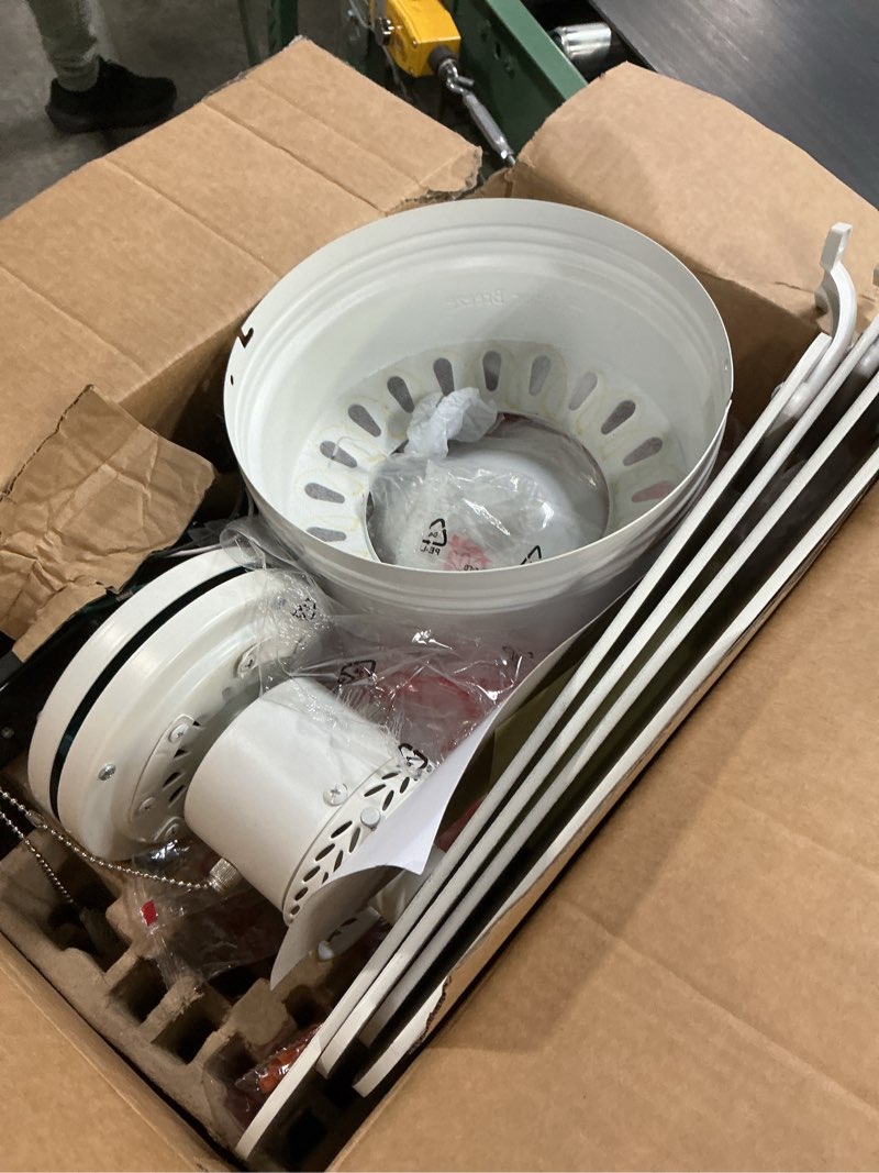 Condition photo showing As Is for harbor breeze armitage 42-in white led indoor flush mount ceiling fan (4-blade)
