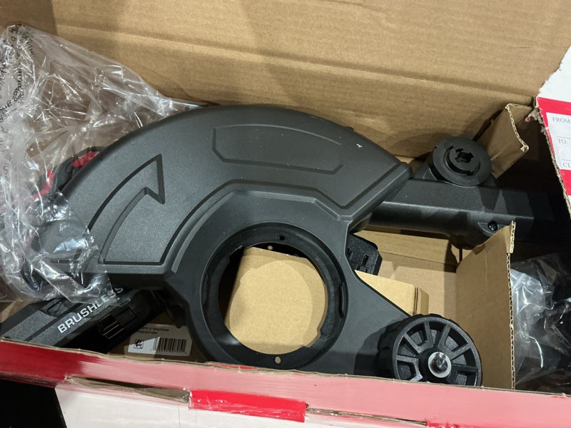 Condition photo showing As Is for hyper tough 12" 20v brushless cordless string trimmer with 20v max 2.0ah battery and charging cable