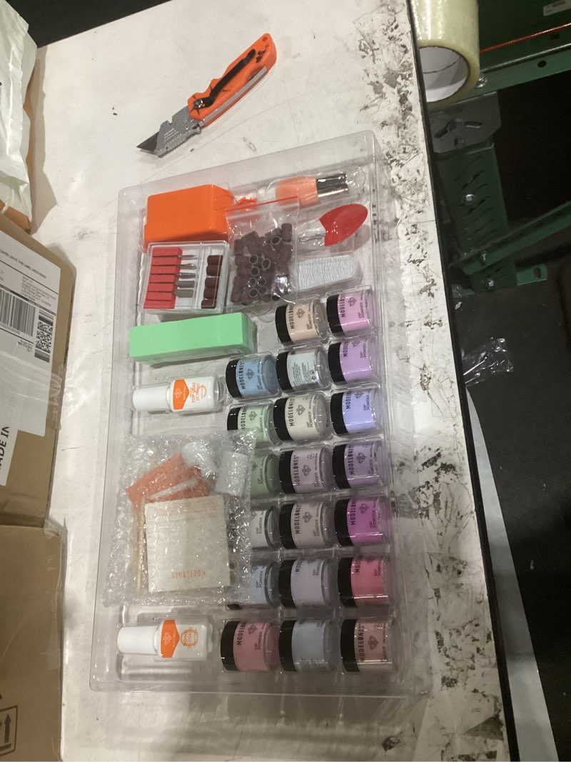 Condition photo showing Good Condition for modelones dip powder nail kit, 20 colors summer pink purple blue macaron pastel dipping powder liquid set base&top activator for french nail art salon diy manicure starter kit a-blue pink