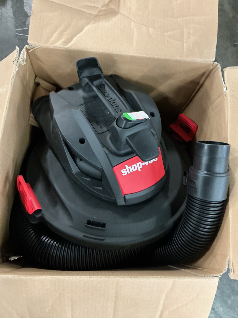 Condition photo showing As Is for shop-vac 12-gallon 6 hp corded wet/dry shop vacuum with accessories included