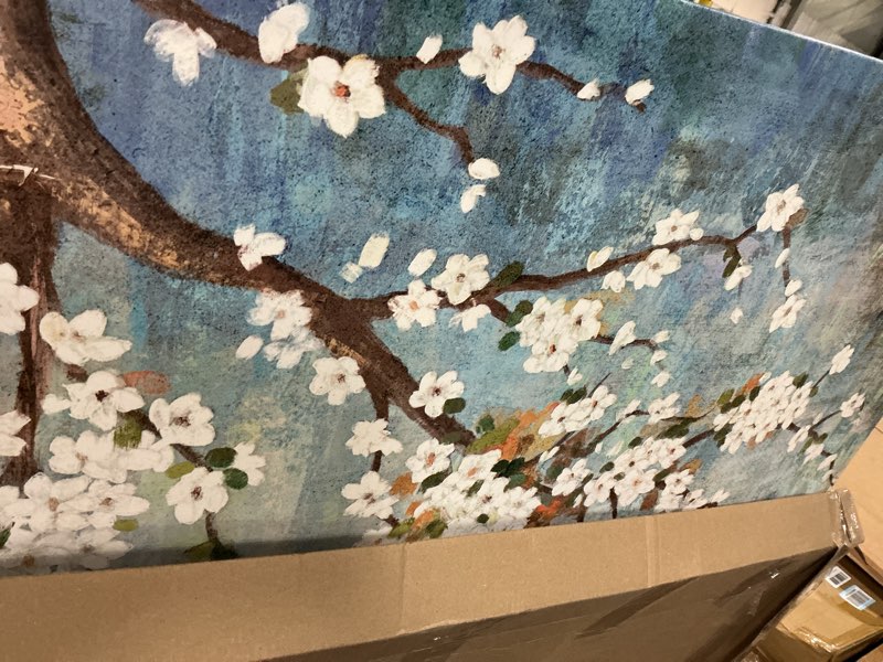 Condition photo showing New/Like New for yearainn elegant flowers canvas wall art - plum blossom pictures for wall decor rustic turquoise canvas painting nature printing artwork for living room bedroom home office wall decoration 20" x 40" vintage plum blossom wrapped canvas 40"l x 20"w