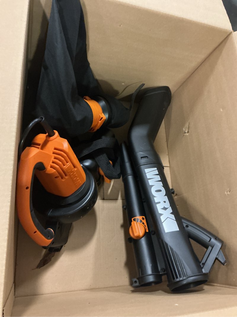 Condition photo showing As Is for WORX WG509 12 Amp Trivac, 3 in 1 Electric Leaf Blower, Leaf Vacuum & Leaf Mulcher for Lawn Care 350CFM Blower/Vac/Mulcher