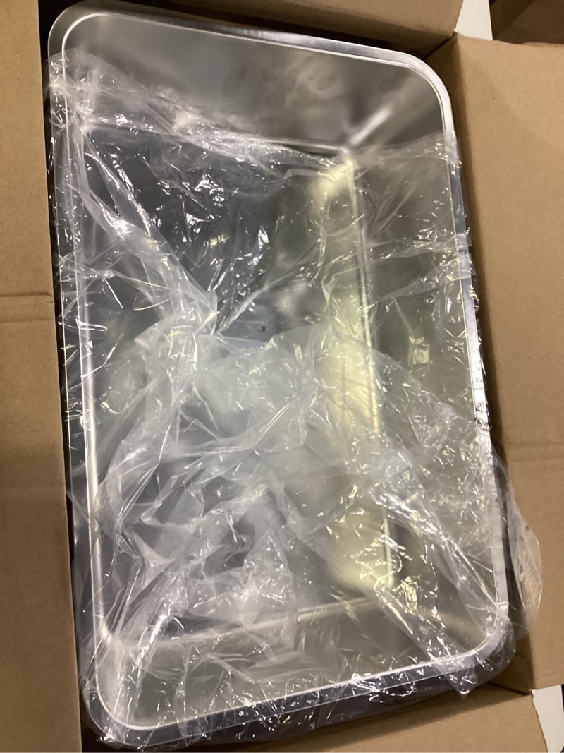 Condition photo showing New/Like New for Stainless Steel Cat Litter Box, 6in Cat Litter Pan for Large Cats and Rabbits, Extra Large Metal Litter Box High Sides Odor Control Anti-Corrosion Nonstick 24" L x 16" W 6" High