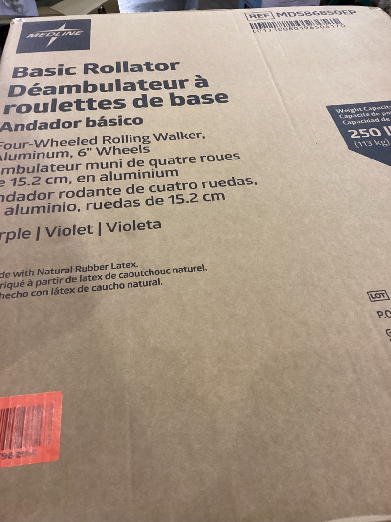basic rollator déambulateur à roulettes de base andador básico four-wheeled rolling walker, aluminum, 6\" wheels