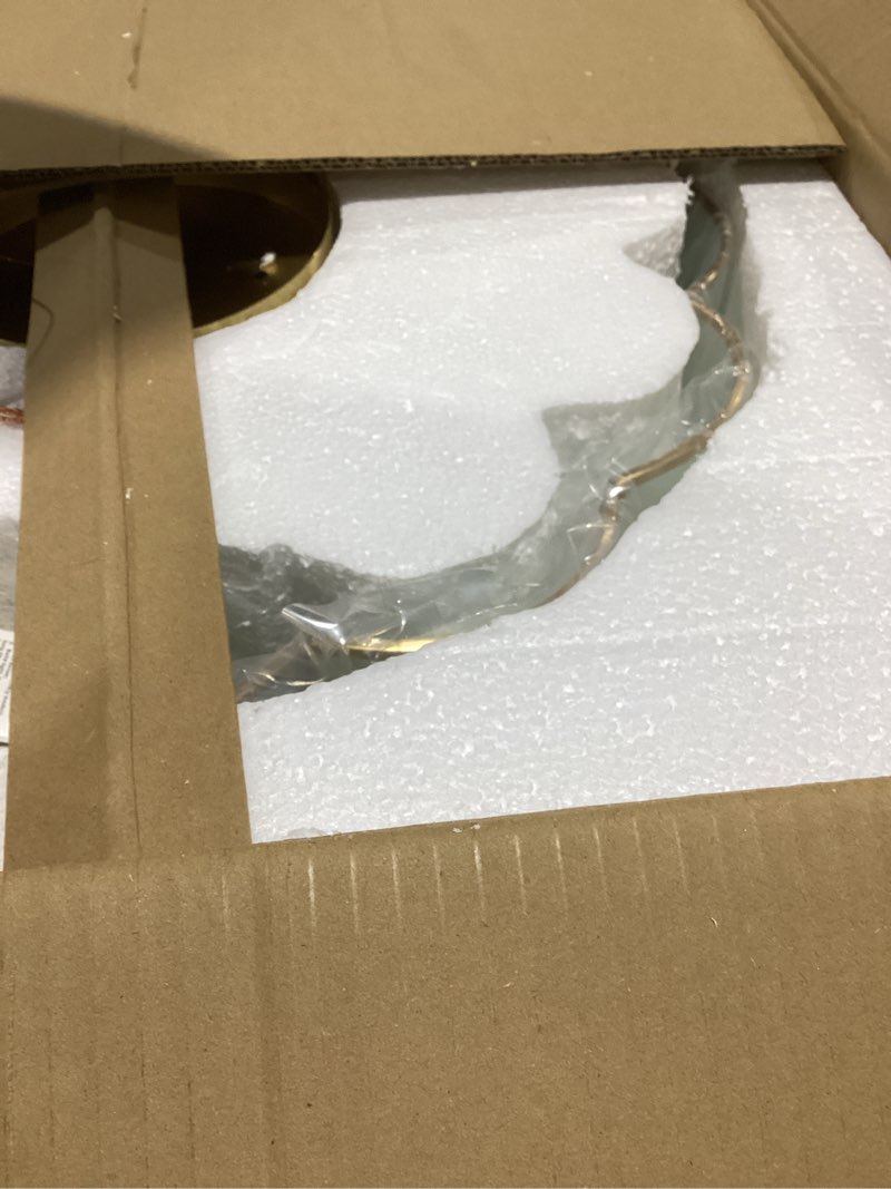 Condition photo showing Good Condition for Brass Flush Mount Ceiling Light, Frosted Glass Ceiling Mount Light, 4 Lights Classic Close to Ceiling Lighting for Bedroom Kitchen, Bulb Included (A, 17.7") A 17.7''