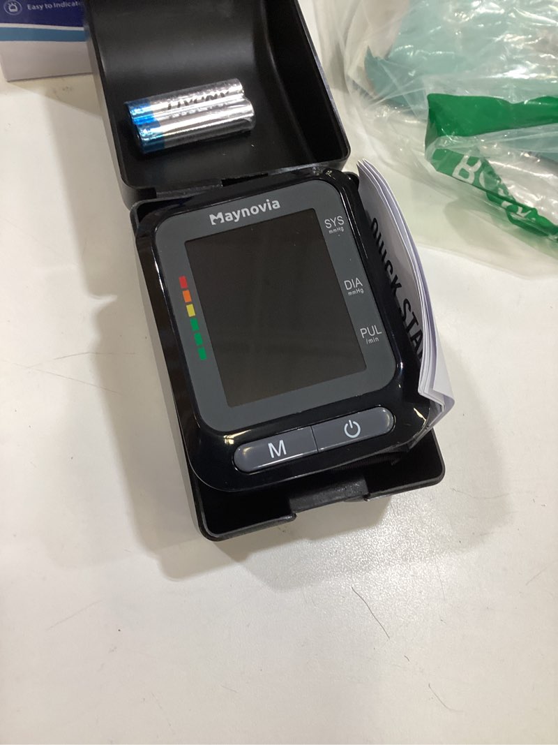Condition photo showing Good Condition for wrist blood pressure monitor, backlit lcd, 5.3-8.5 in cuff, black | 2x60 memory, one-touch operation, irregular heartbeat indicator, 2 aaa batteries, storage case, adults, home and travel