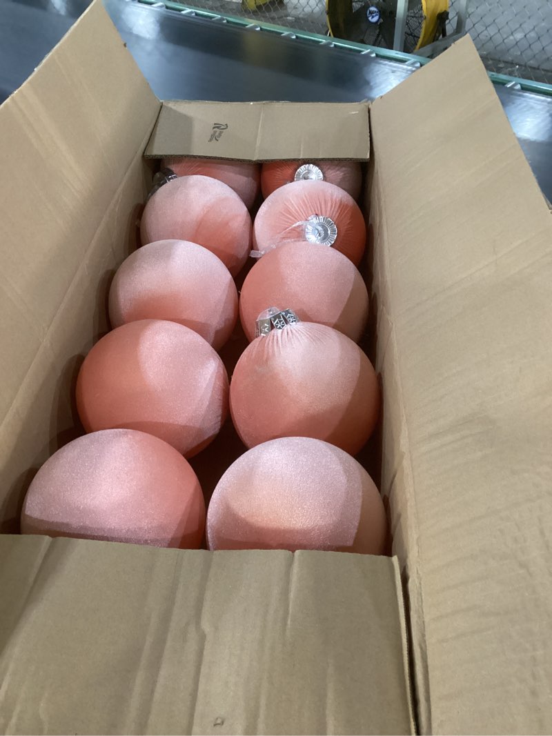 Condition photo showing New/Like New for 12 Pcs Jumbo Pink Velvet Christmas Balls Ornaments Bulk 6 Inch Extra Large Flocked Christmas Tree Ornaments Xmas Bulbs Decorations Giant Hanging for Outdoor Indoor Xmas Home Party