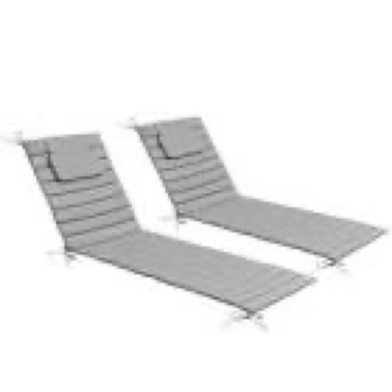 26 in. x 79.9 in. multi-piece outdoor chaise lounge cushions with headrest in light gray (2-pack)