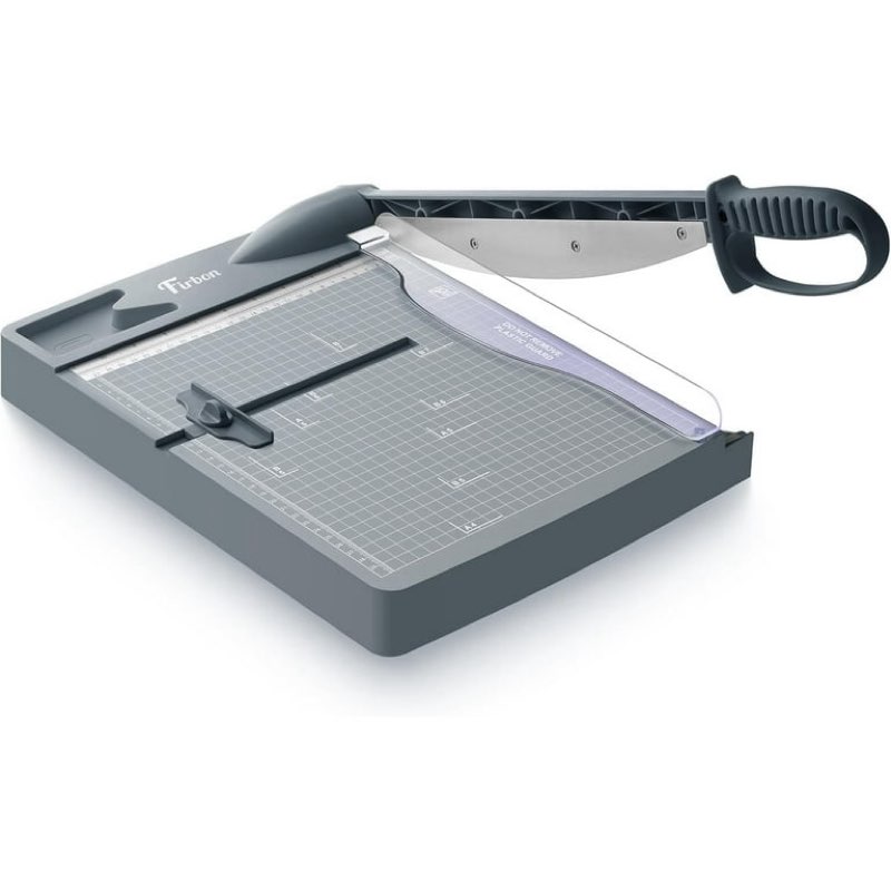 firbon 12" guillotine paper cutter, heavy duty 30-sheet capacity trimmer for cardstock, photos, scrapbooking, office, classroom, studio (gray)