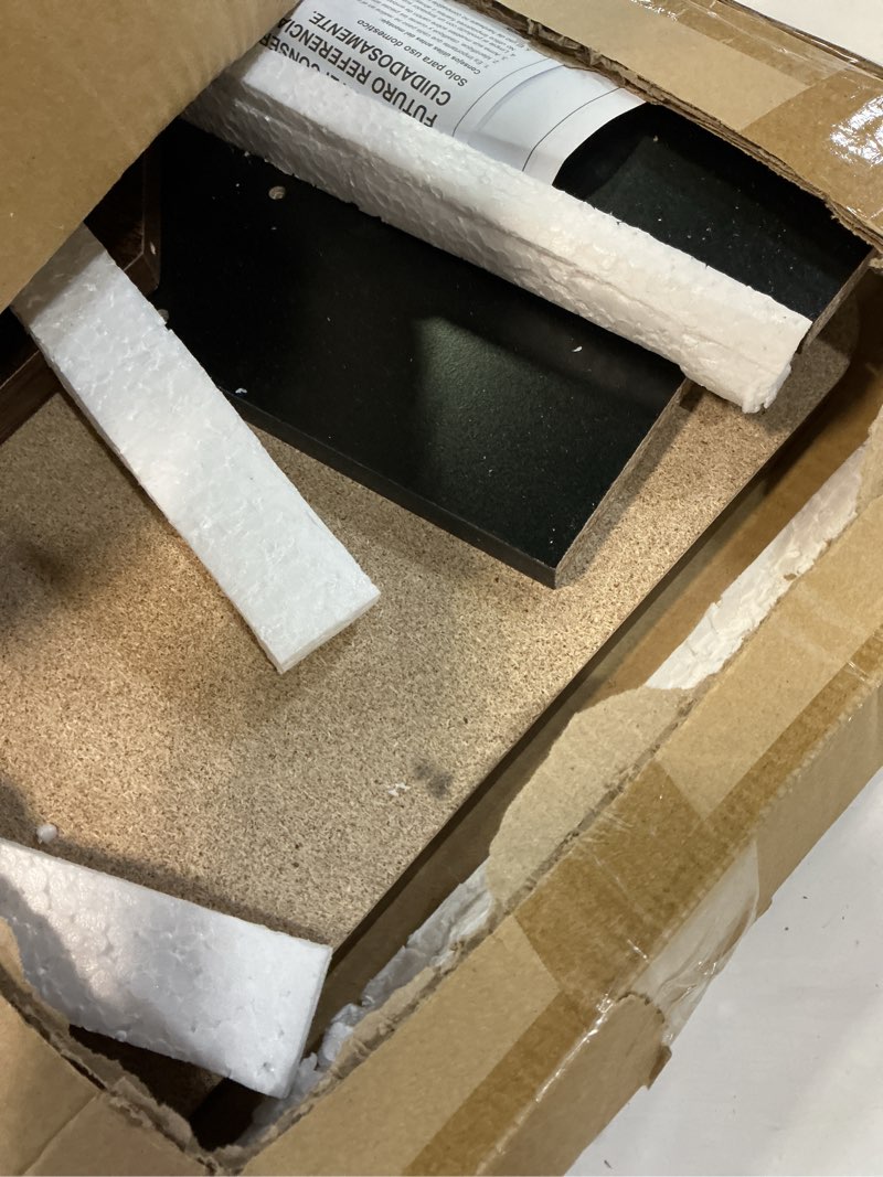 Condition photo showing As Is for Furinno SIMPLE DESIGN Side Table, 2-Tier Modern End Table with Soft Edges, Open Shelves Night Stand, Bedside Table, for Living Room, Bedroom, Amber Pine Amber Pine/Black 1-Pack, 2 Tiers, Standard Leg