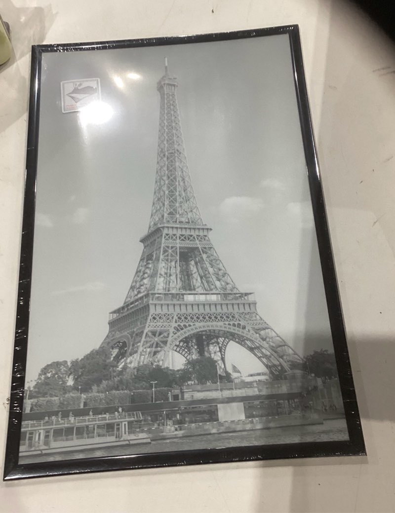 Condition photo showing As Is for 2 pack , 8x10 with mat or 11x14 without mat, wall hanging photo frame, black