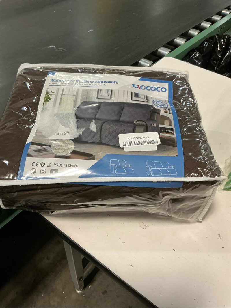 Condition photo showing Good Condition for taococo 100% waterproof recliner sofa cover non slip couch cover for 3 seat reclining sofa, split reclining couch covers 3-piece with straps, washable sofa slipcover for kids pets(3 seater, chocolate) chocolate 3 seater standard