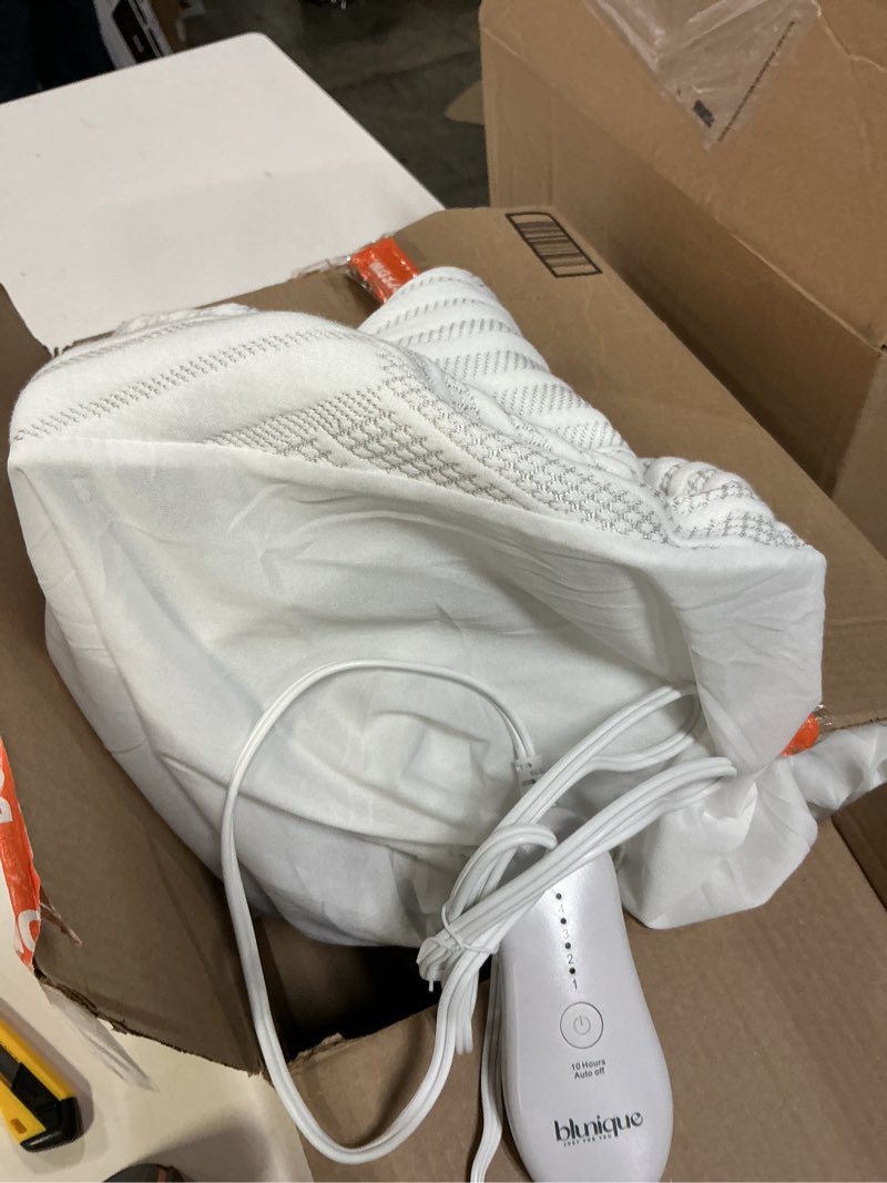 Condition photo showing As Is for Electric Heated Mattress Pad Queen Size Dual Control Bed Warmer, Deep Pocket, Side Storage Pouch for Controller, Machine Washable, 3D Air Layer Fabric, 60"x80", Grey Gray Queen