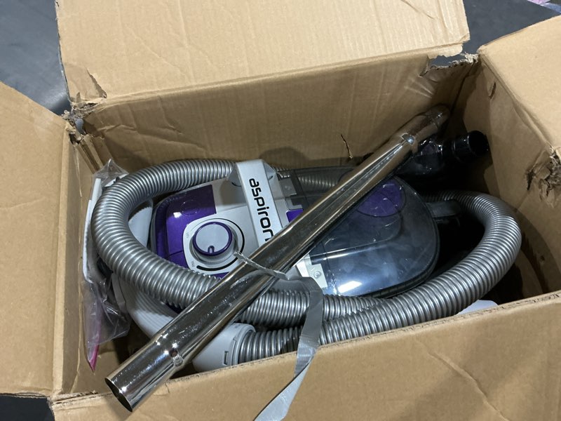 Condition photo showing As Is for Aspiron Canister Vacuum Cleaner, 40Kpa Bagless Vacuum Cleaners, 4QT Large Dust Cup, Double HEPA Filter, Retractable Cord, 1600W Lightweight Vacuum Cleaner with 5 Tools for Hard Floors, Pearl