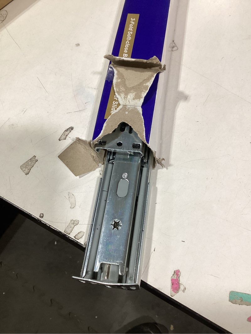 Condition photo showing Good Condition for LONTAN 24 Inch Soft Close Cabinet Hardware 1 Pair Soft Close Drawer Slides-3 Fold Full Extension Ball Bearing Heavy Duty 100LB Capacity Drawer Slides with Rear Mounting Brackets soft close-24inch 1 Pair+ Brackets