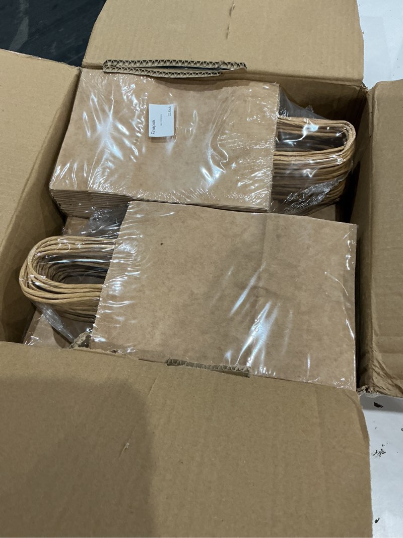 Condition photo showing New/Like New for small paper gift bags with handles brown paper bags 100 pcs 5.9"x3.1"x8.2",sturdy small gift bag bulk kraft wrap shopping bags for small business retail merchandise wedding birthday goodie party favor brown_8inch_100pcs