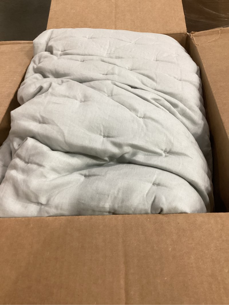 Condition photo showing As Is for european linen dream quilt, full/queen, mist
