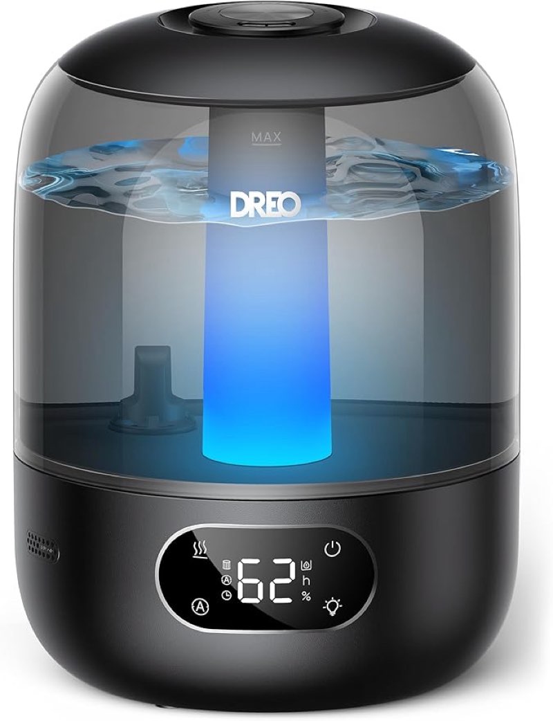 Dreo Humidifiers for Bedroom, 3L Top Fill Cool Mist Humidifiers, 30Hr Quite Runtime, Humidity Sensor