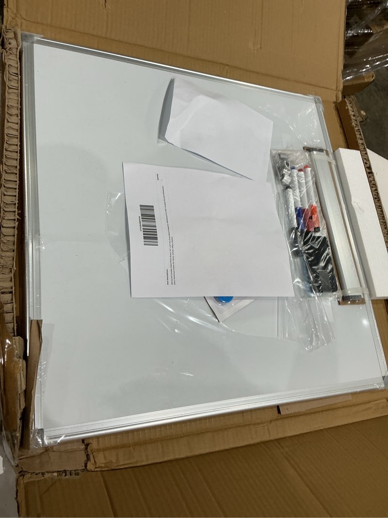 Condition photo showing As Is for xboard 24 x 18 inch magnetic whiteboard, dry erase board with aluminum frame