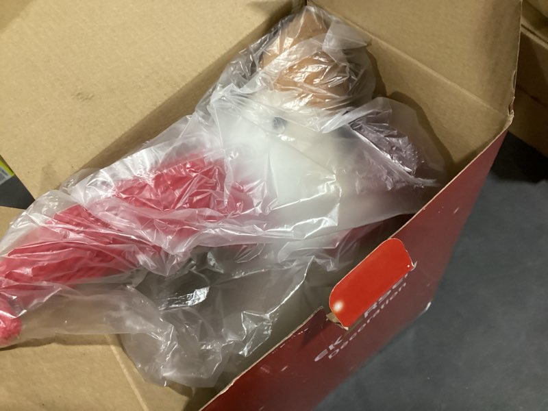 Condition photo showing New/Like New for Original Cute Duck Figurine with Santa Hat and Red Scarf for Winter Christmas Decoration, Lovely and Lucky Furry Animal Doll, Come with Giftbox