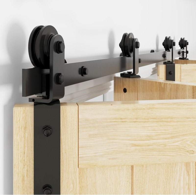 WINSOON Bifold Door Hardware for Closet: Heavy Duty Bi Fold Barn Door Hardware Kit - 84" Track Folding System for Max Four 20" Doors Panels 78" Opening - Steel Rail, Doors Not Included 84" track for 4 doors(doors not included)
