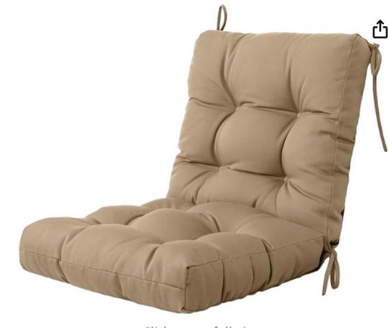 (Unknown Suze)BLISSWALK Outdoor Chair Cushions Low BackTufted Thick Outdoor Wicker Lawn Seat Cushion with Ties for Patio Furniture,Light Brown