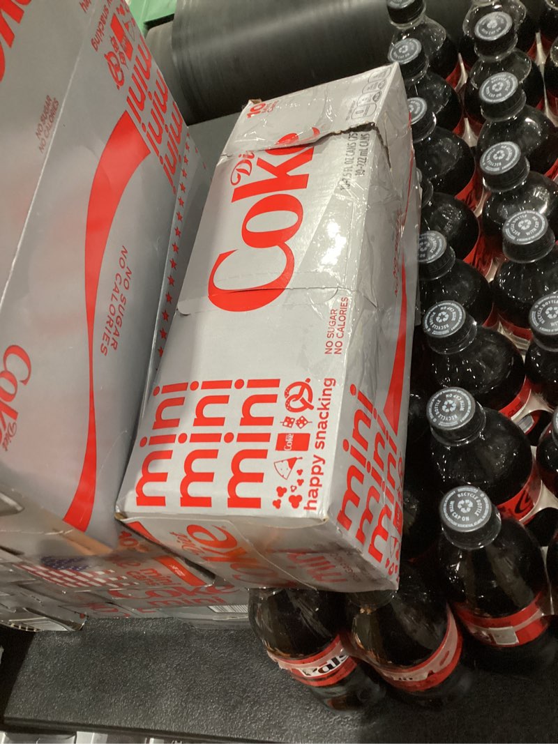 Condition photo showing As Is for Expired))))Diet Coke Diet Cola Soda Fridge Pack  7.5 fl oz Mini Cans  10 Pack