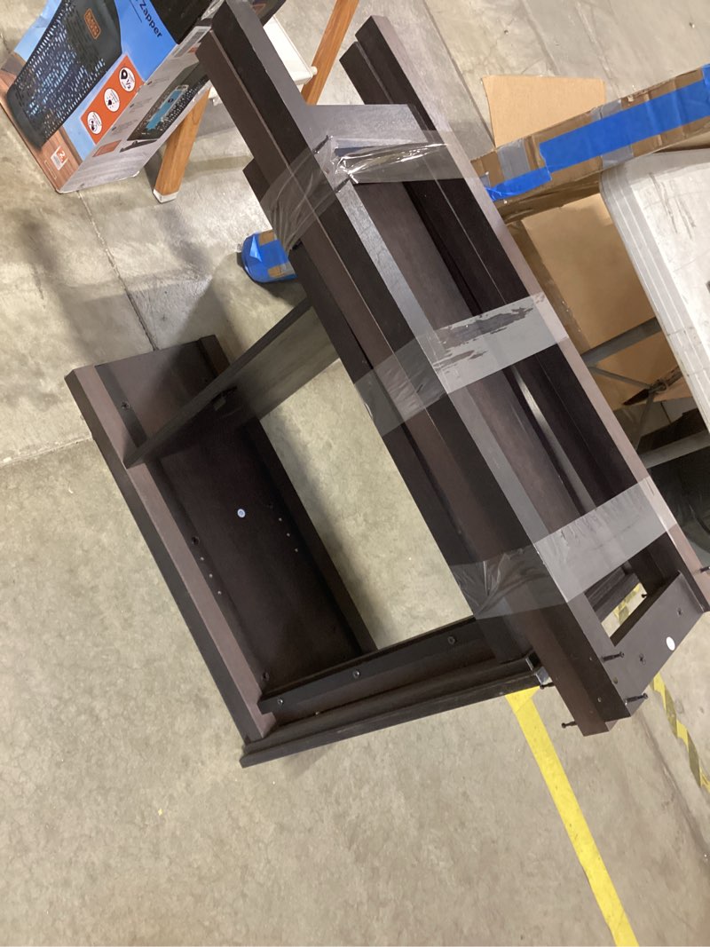 Condition photo showing As Is for incomplete style selections morriston 25-in x 64-in x 13-in brown 3 -shelf over-the-toilet storage