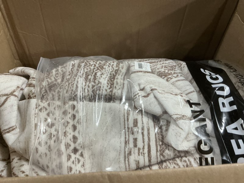 Condition photo showing Good Condition for Tortania Area Rug Living Room Rugs - 10x14 Washable Large Soft Neutral Boho Moroccan Bohemian Farmhouse Rug Indoor Floor Carpet for Bedroom Under Dining Table Home Office Decor - Cream Brown 10' x 14' (Rectangular) Cream/Brown